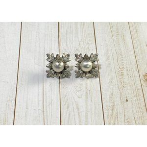 Vintage Sterling Silver Snowflake Earrings Stud Fine 5/8 inch